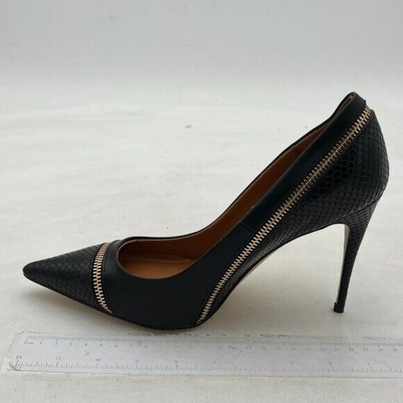 YDN Women Sexy Pointed Toe Slip on Pumps Zipper Snake Pattern Stiletto High Heel - Picture 2 of 7